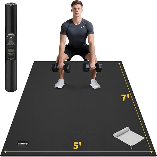 Miniatura 11 de CAMBIVO Alfombrillas de ejercicio grandes para entrenamiento en casa, 8 x 6 pies/7 x 5 pies/6 x 4 pies (0.276 in) extra gruesas para gimnasio en