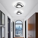 Lumières de plafond à conduit moderne, petites lumières à conduit près du plafond,32W Cycle LED Lampe de plafond pour éclairage de couloir de l'allée de chambre (noir,6000K, 1 Boîte)
