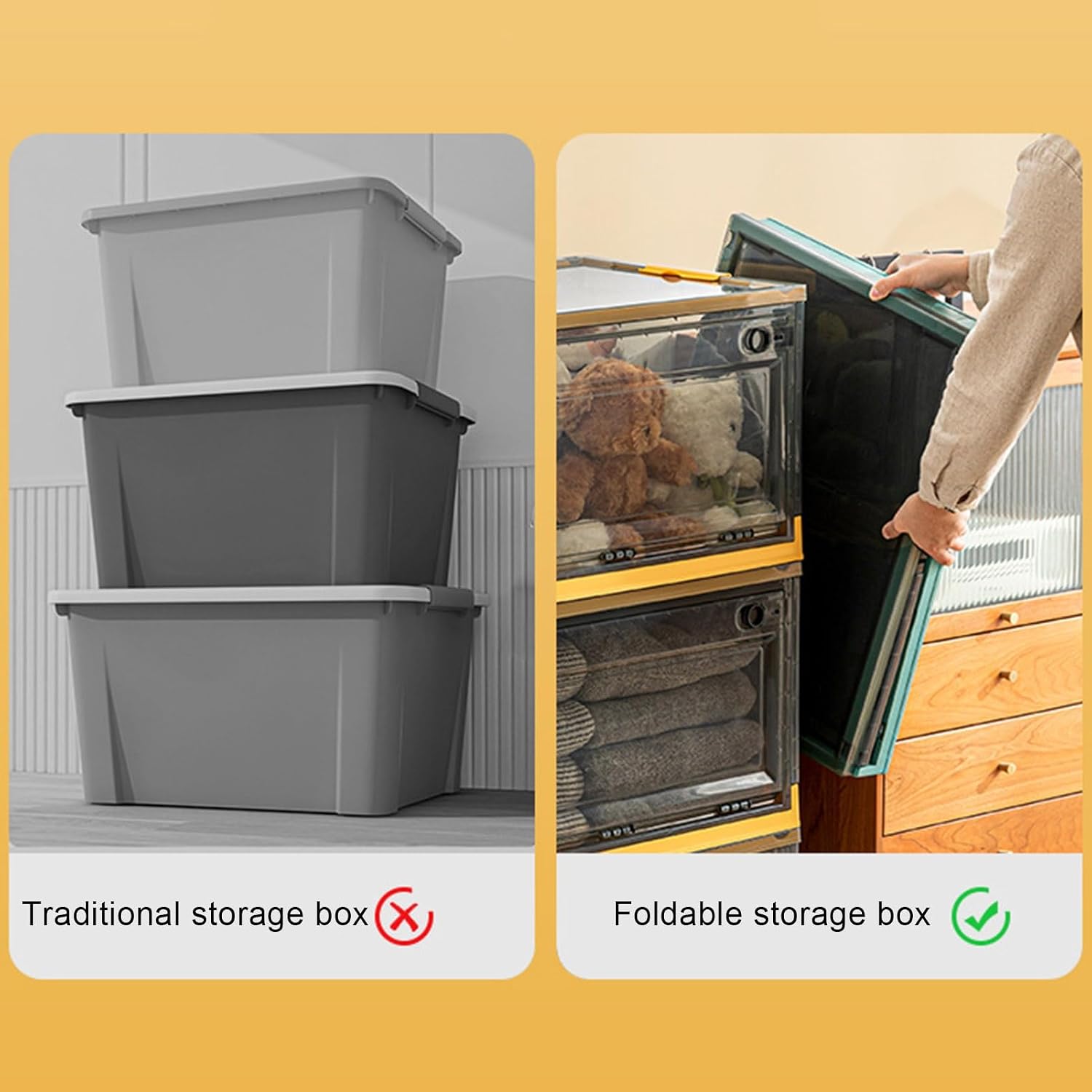 Large Capacity Clothes Storage Box with Lid - Heavy Duty Plastic, Stackable & Multi-functional Organizer for Kids Toys, Books, and More,Ideal for Decluttering and Space-Saving Solutions Green