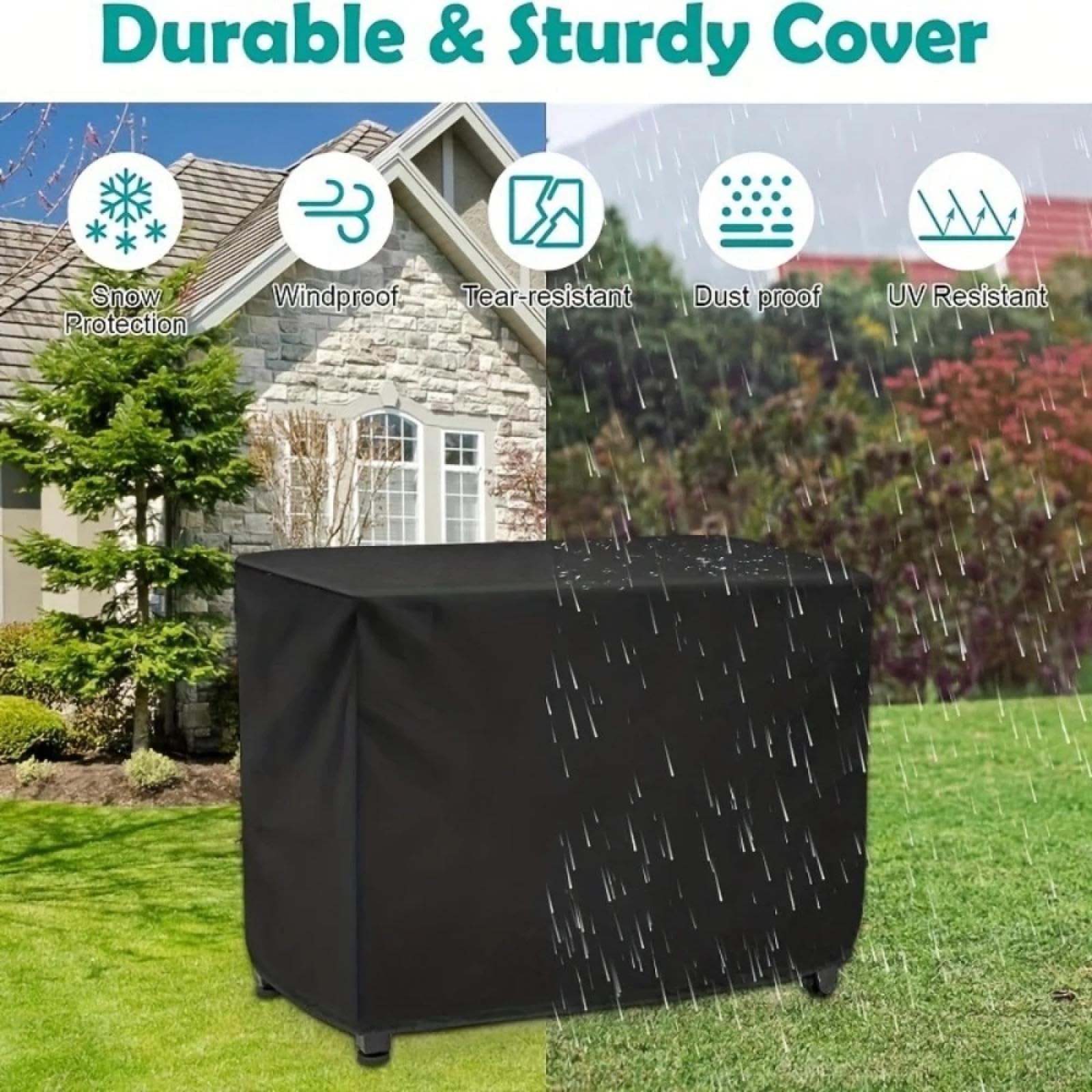 Gartensofabezug, 90 x 80 x 70 cm (L x B x H), wasserdichte Sitzbank-Abdeckung, Sitz-, Couch-Schutzbezüge, Rattan, Terrassenmöbel, 420D-Oxford-Gewebe, rechteckig