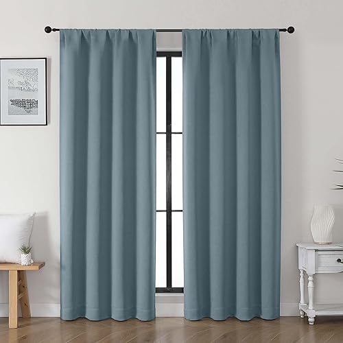 Miniatura 129 de Gwine - Cortinas opacas negras para dormitorio de 84 pulgadas de largo, juego de 2 paneles, cortinas sólidas reductoras de ruido con aislamiento
