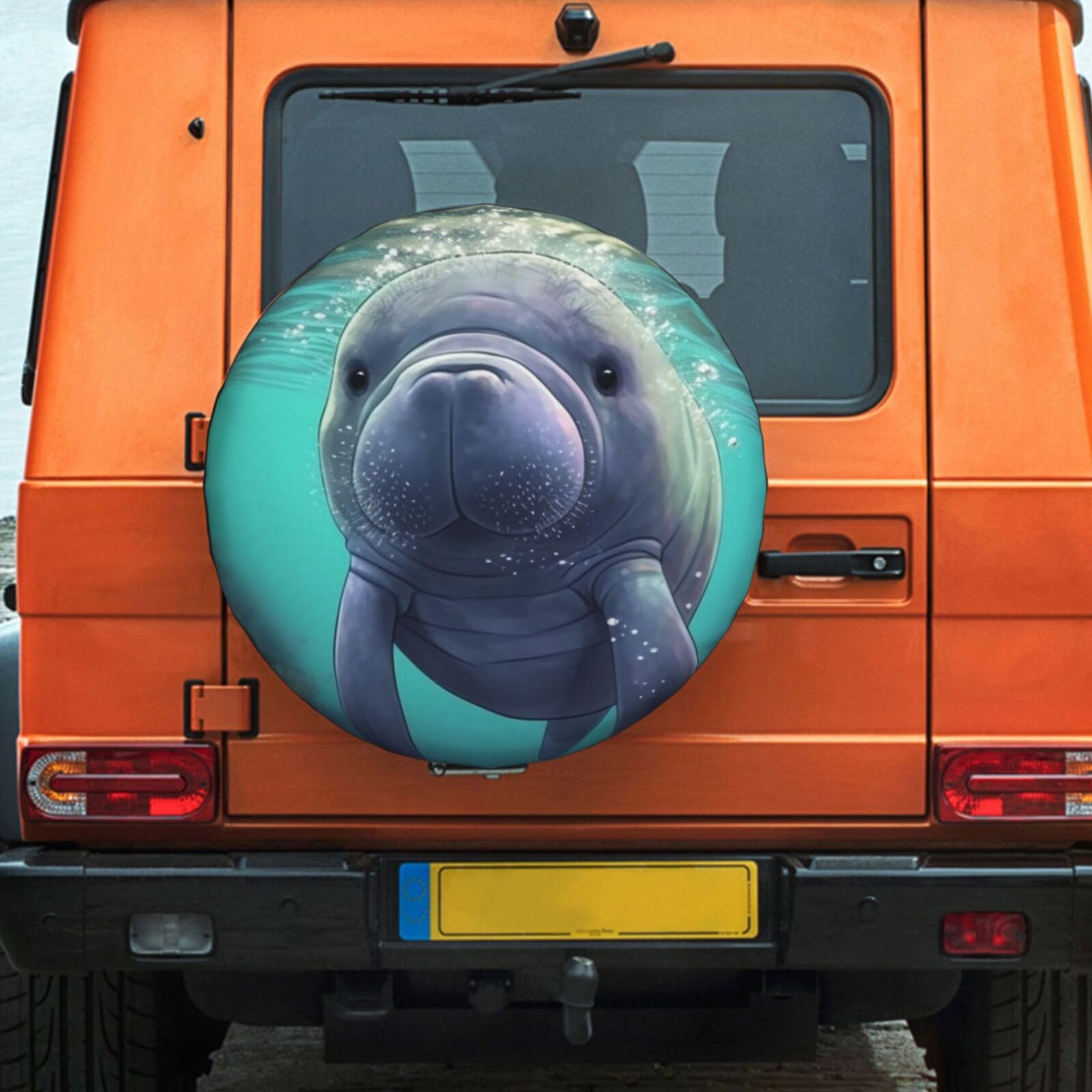 Spare Tire Cover Waterproof Dust-Proof Wheel Cover Windproof Tire Protector Cute Sea Animal Manatee Tire Wheel Protector Rv Tire Covers Universal Size
