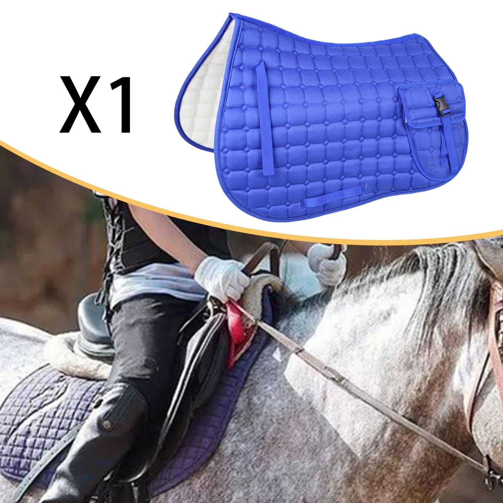 Fenteer para Silla de Montar de Caballo, Accesorio para Ecuestre, Suministros ecuestres con Bolsillo para competición, Azul