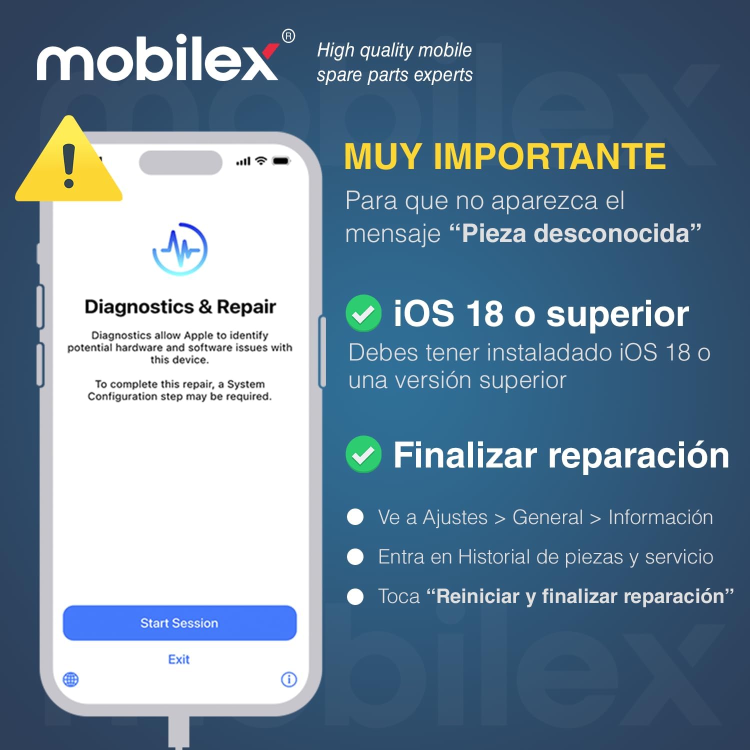 MOBILEX® Batería para iPhone 12/12 Pro | Sin Mensaje | Chip TI | 3240mAh - OEM | Interna Repuesto con Adhesivo | Alta Capacidad