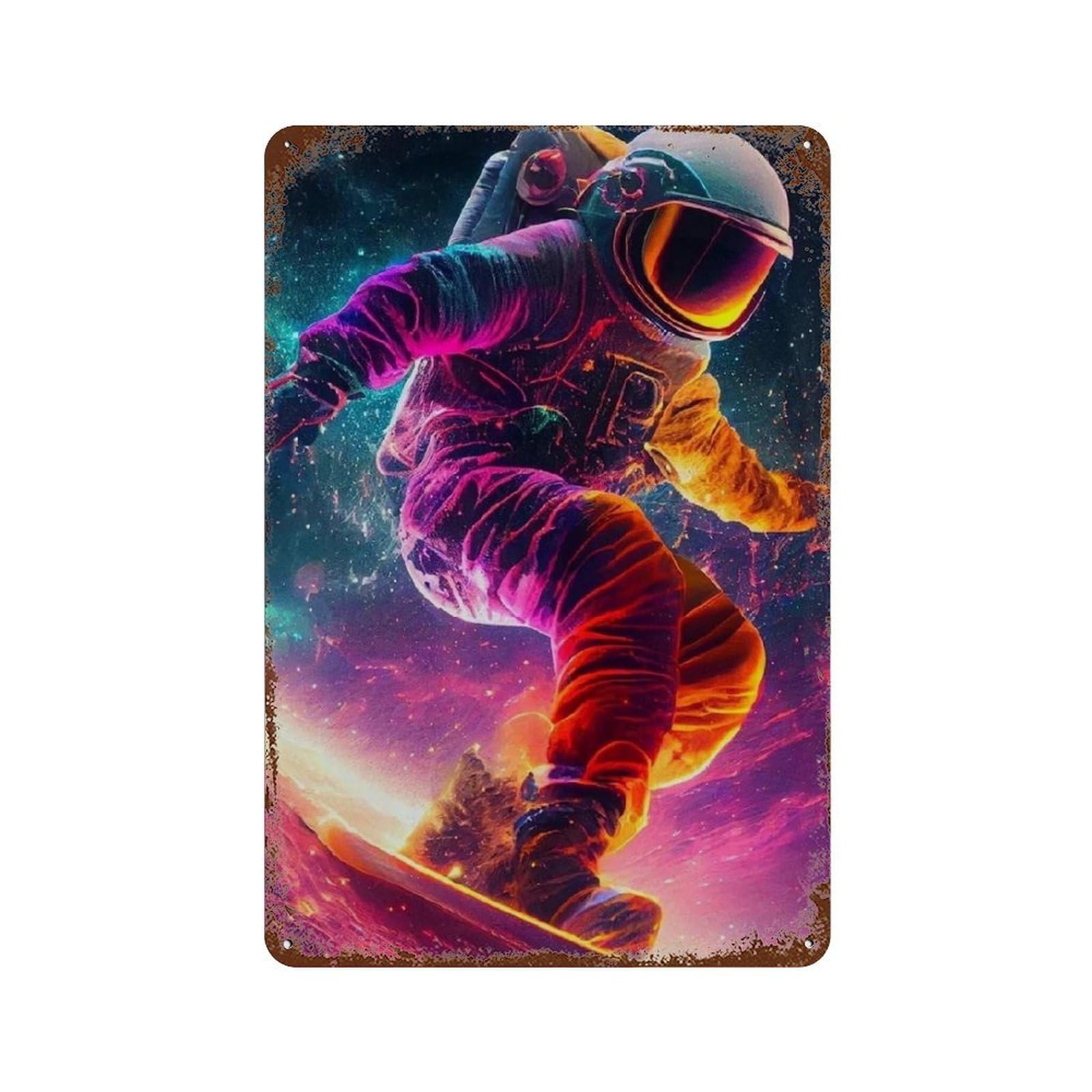 Space Snowboarding Adventure Retro Metal Sign 11.8"x7.9", Ideal for Basement, Hobby Room And Garage Decor