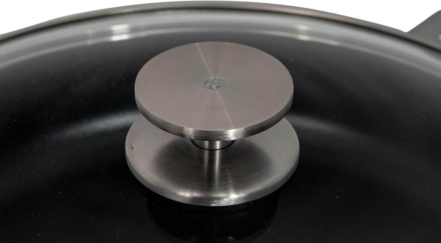 Swiss Diamond Nonstick Hybrid Ceramic and Diamond-Infused Sauteuse Saute Pan With Glass Lid, PFAS- and PFOA-free, Dishwasher & Oven Safe Up To 500 °F (4.8 Quart)