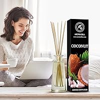 Vista 7 de Difusor de aroma de coco de 3.4 onzas líquidas (3.4 fl oz), difusor de junco, fragancia para habitación, fragancia para el hogar, ambientador