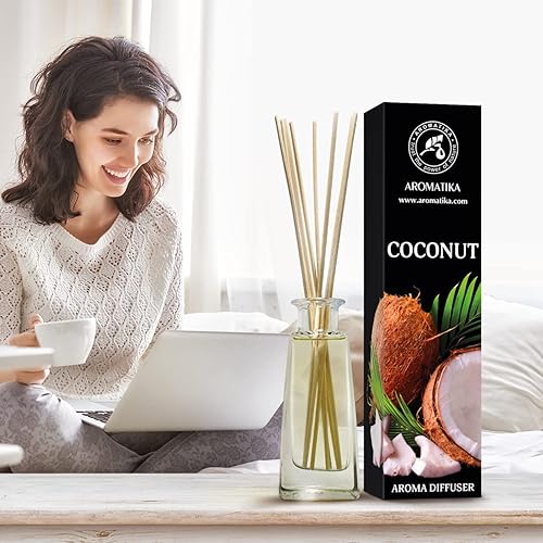 Miniatura 7 de Difusor de aroma de coco de 3.4 onzas líquidas (3.4 fl oz), difusor de junco, fragancia para habitación, fragancia para el hogar, ambientador,