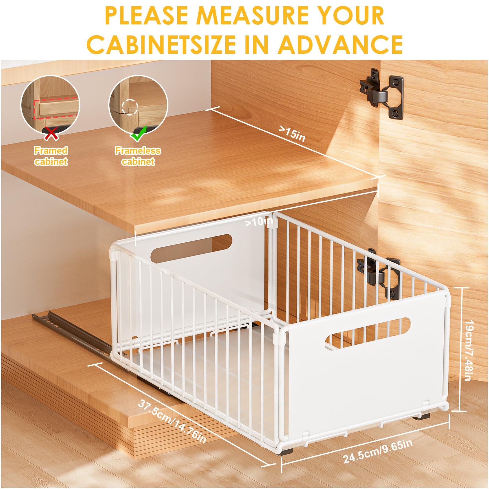 2 Pezzi Cassetto Estraibile Cucina Cassetto Telescopico Ripiano Telescopico Organizer Per Mobili da Cucina Scorrevole Estensibile Estraibile con Maniglia