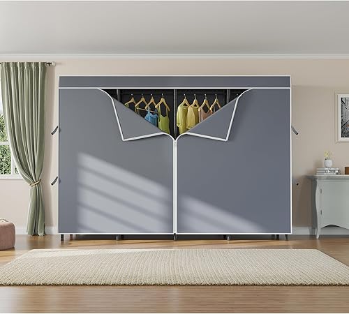 Vista 12 de VIPEK V40C - Perchero de ropa cubierto resistente con cubierta, armario independiente personalizado, armarios portátiles para dormitorio, armario