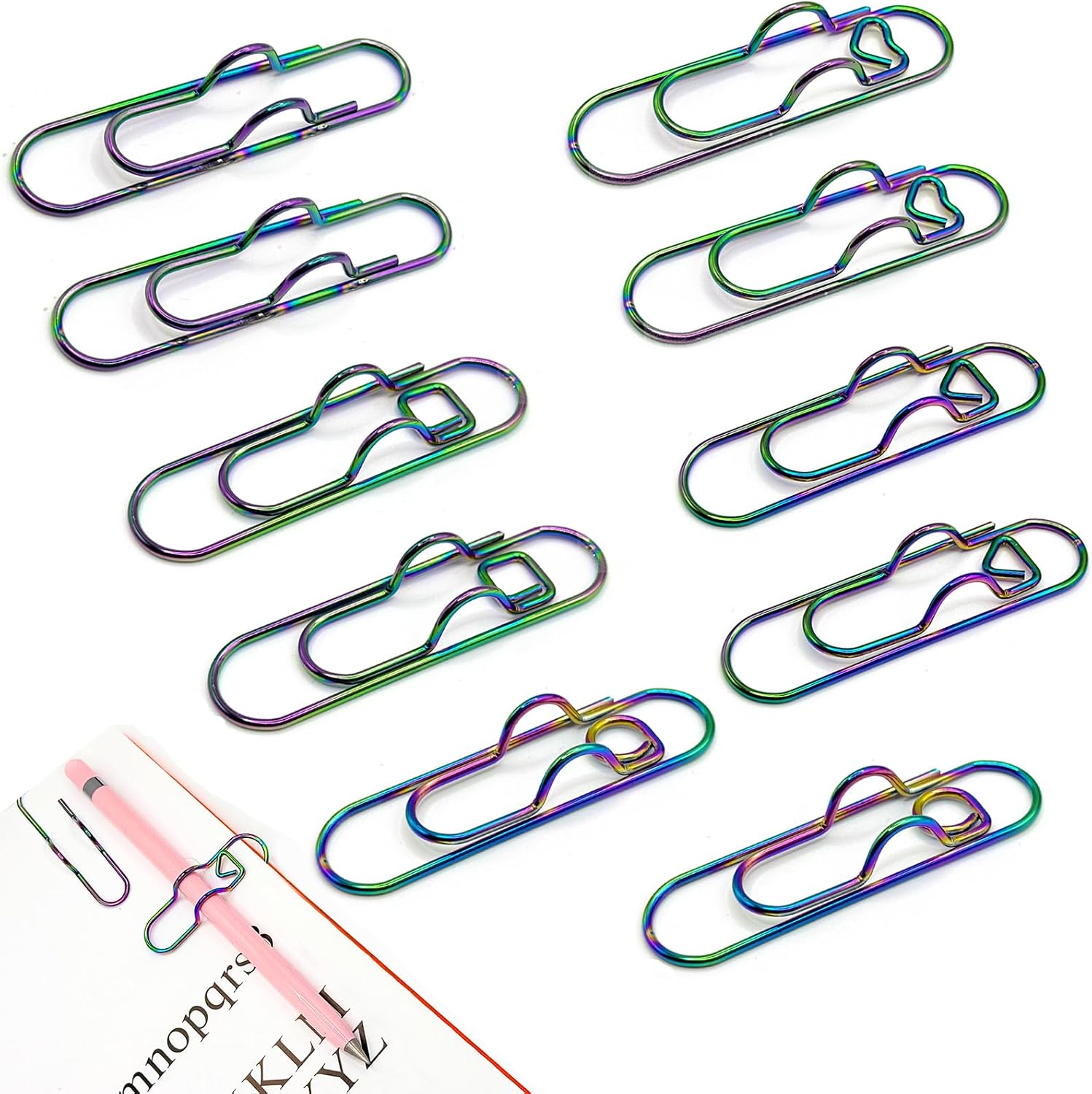 Paper Clip with Pen Holder, 10pcs Metal Jumbo Paperclips Pen Loop