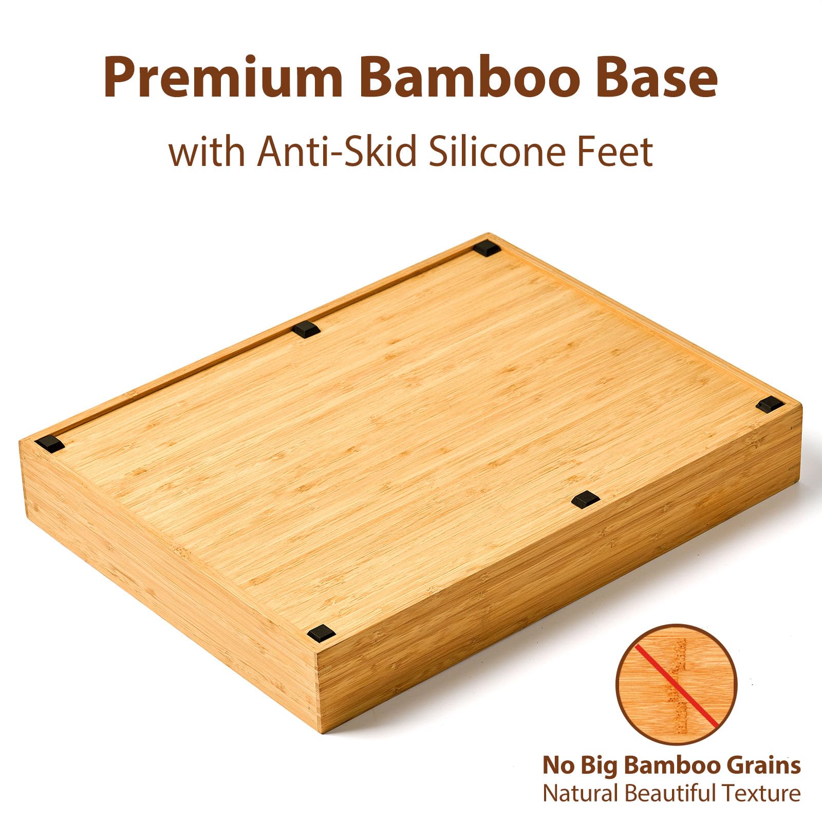 Umilife Organizer per cassetti da cucina, vassoio porta utensili per argenteria, extra profondo, con piedini antiscivolo e divisori scanalati, 7 scomparti in legno di bambù per posate e coltelli