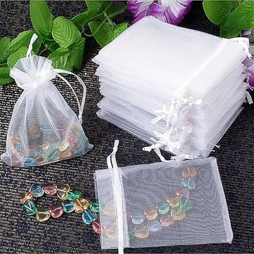 Organza Drawstring Pouch Bags 9x12cm 25 Pcs