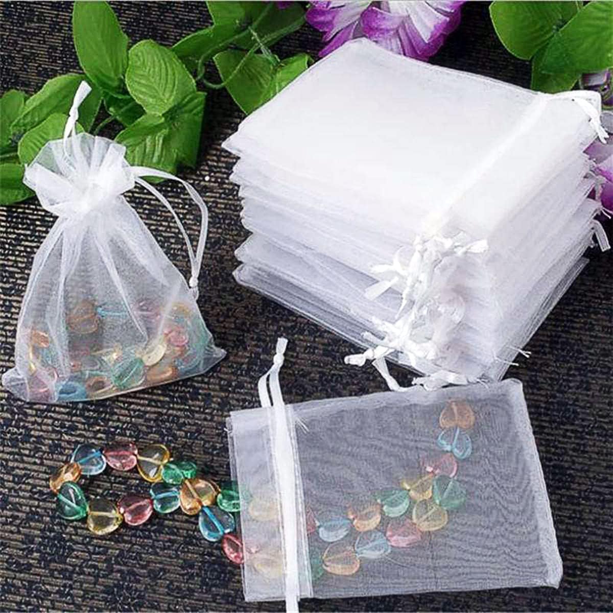 DMS RETAIL Sheer Organza Bags, Wedding Favor Bags with Drawstring, Jewelry Gift Bags for Party, Festival,net gift bags,Drawstring Goody bags,Potli bag for return Gift 9X12 CMS Pack OF 15 (WHITE) (B0CPJ8X6YB) Amazon Price History, Amazon Price Tracker