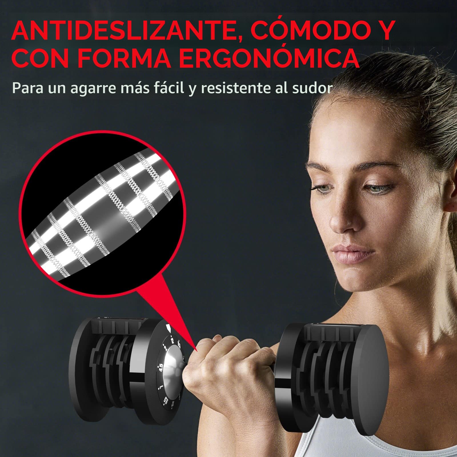 EnterSports 12kg/18KG Mancuernas Ajustables Set de Mancuernas Ajustables para Guardar Lugar, Mancuernas Ajustables con Mango Antideslizante 5 Niveles de Peso, Buenas para Casa, Oficina, Gimnasio