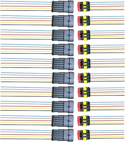 Conector eléctrico impermeable macho y hembra de 5 pines, 16-22 AWG, con cable de 18 AWG de 3.9 in para automóvil, motocicleta, camión, barco,