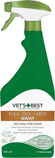 Vet's Best Flea Tick and Mite Flea Treatment Spray for Dogs | Plant Based Formula, 500 ml (Pack of 1)