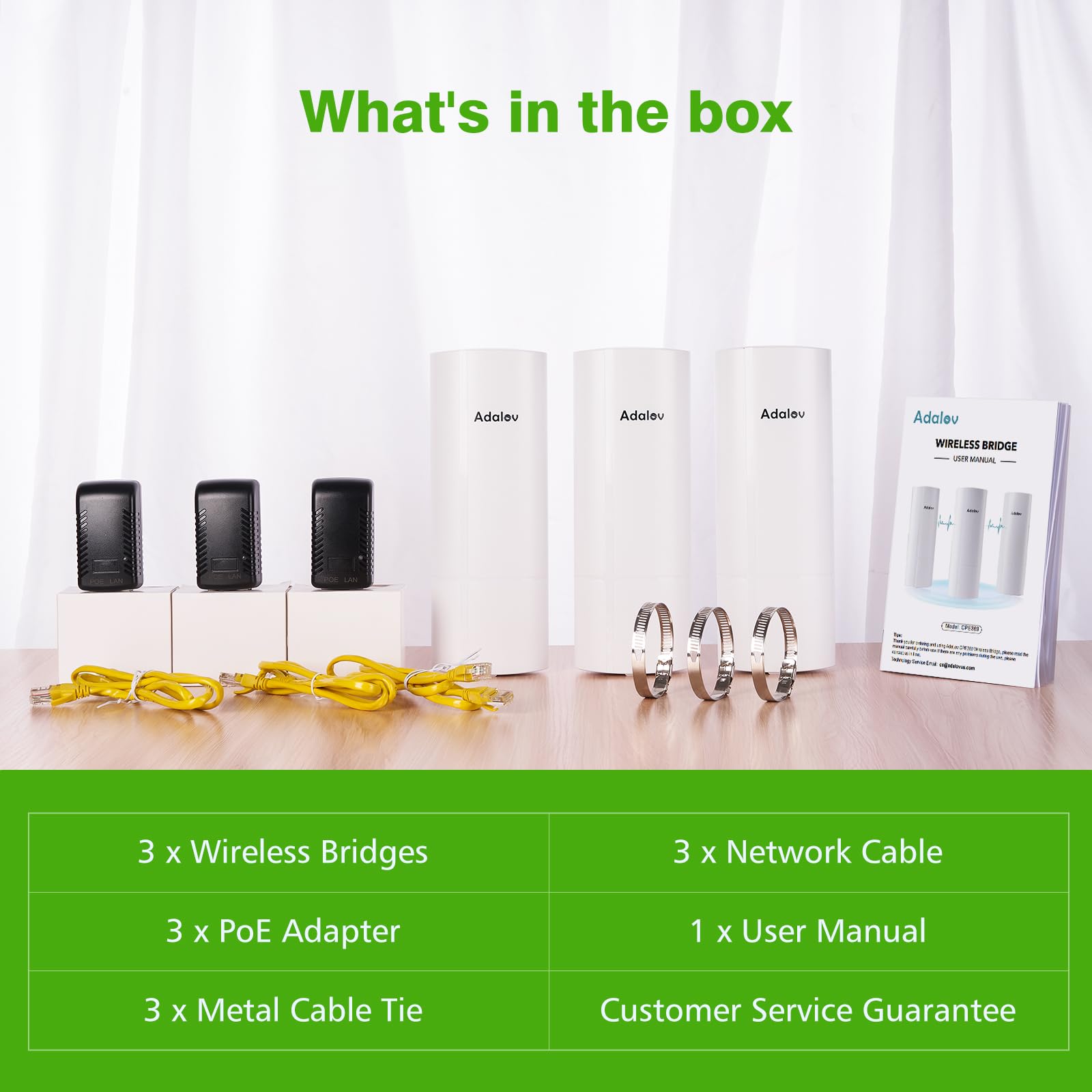 Kit ponte wireless da 3 pezzi, punti gigabit a 2 punti esterni WiFi per espansione della rete wireless, 5.8G a lungo raggio CPE da WiFi ad alta velocità con porta LAN da 1000 Mbps, 16dBi 3 km