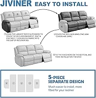 Vista 7 de JIVINER 5 Piezas Fundas Elásticas para Sofá Reclinable Funda para Sofá Reclinable con Parte Inferior Elástica Jacquard Ajustada Reclinable Funda