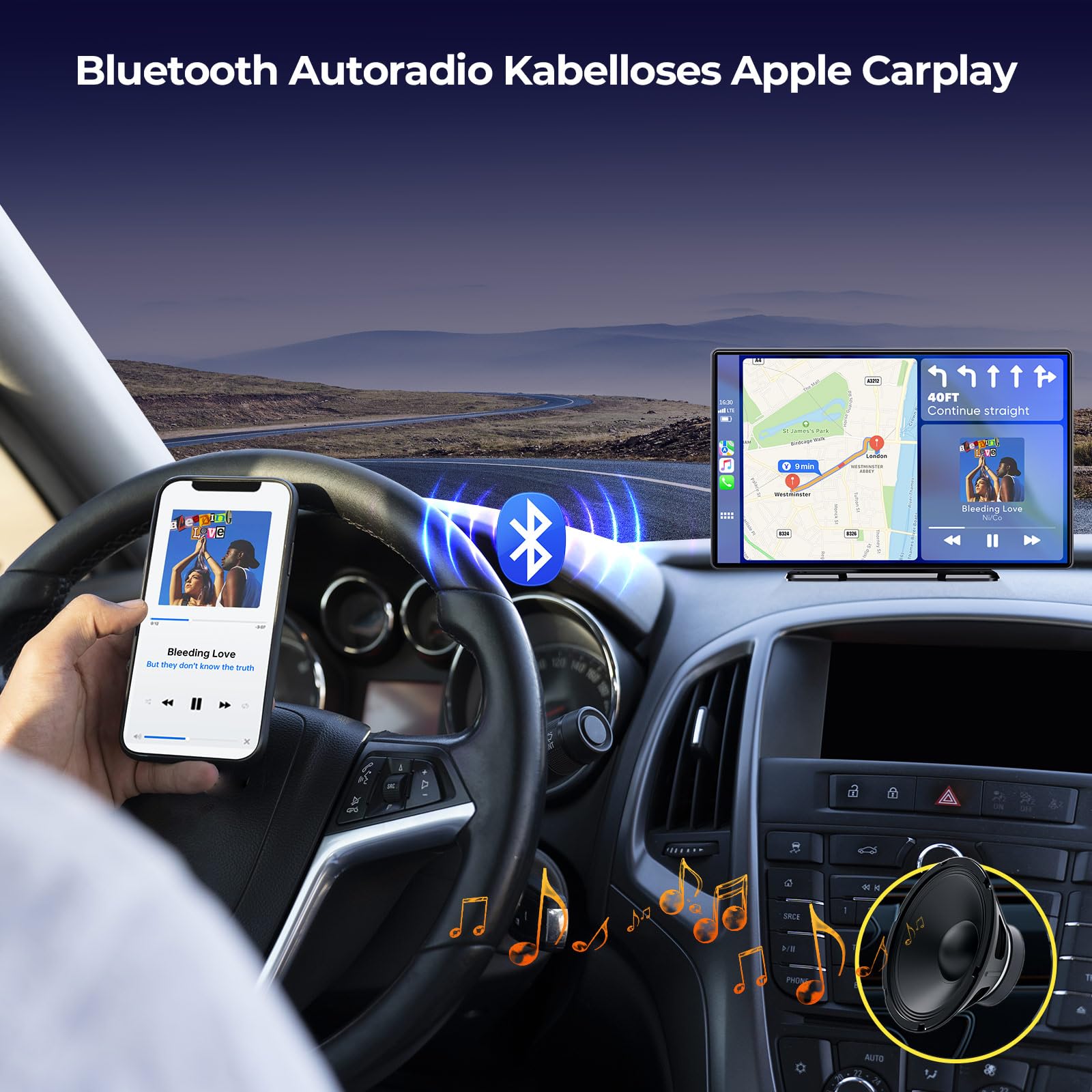 LAMTTO 9 Pollici Schermo per auto A-pple Carplay e Android Auto Autoradio,2.5K Dashcam Front&1080P HD scheda TF 64GB con Telecamera Anteriore Posteriore Siri G00gle Mirror Link Musica Bluetooth FM