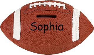 Personalized Football Piggy Bank for Boys Custom Shatterproof Rugby Coin Bank with Name Cute Football Money Box Christmas Birthday Gifts for Kids Adults