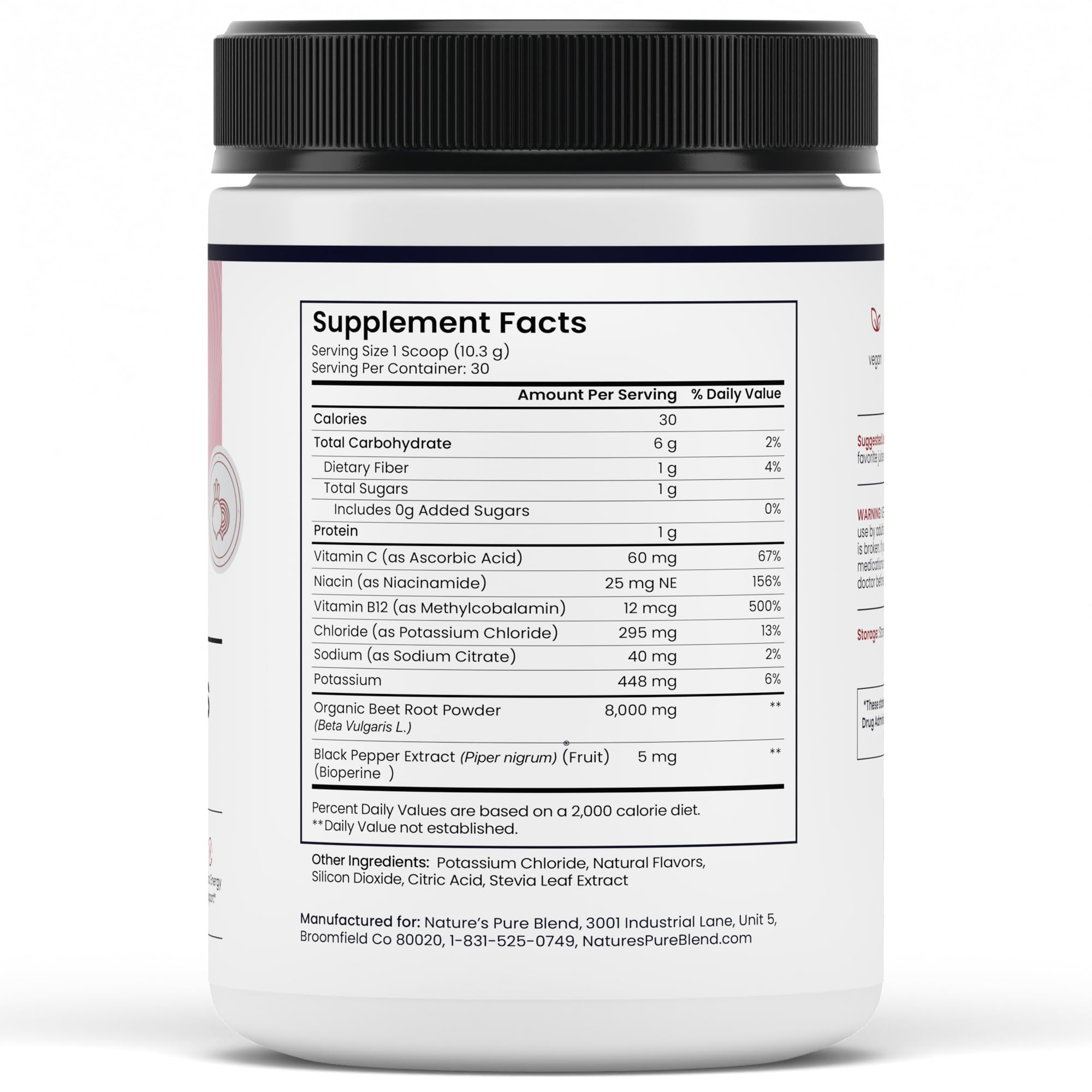 Nature's Pure Blend Organic Beet Root Powder – Nitric Oxide Booster L-Arginine – Liquid Beets for Blood Flow Circulation & Energy – Pre-Workout Endurance Support – 8,000 MG