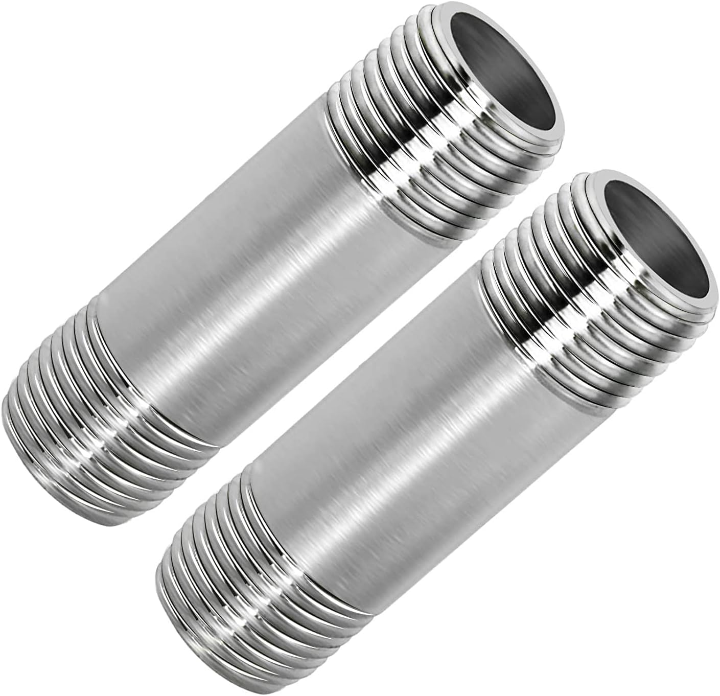 304 Stainless Steel Nipple Pipe Fitting 1/2" NPT X 1/2" NPT Male Thread Cast Pipe Fittings 4" 100mm Length (pack of 2)