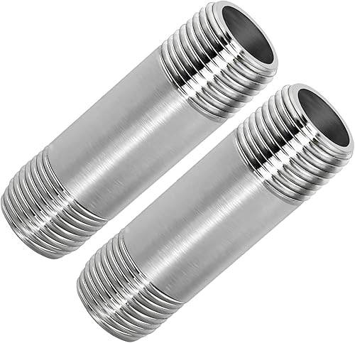 Boquilla de tubo de ajuste de 1" NPT x 1" NPT macho, de acero inoxidable 304, accesorios de tubería fundida de 50mm de longitud (paquete de 2)
