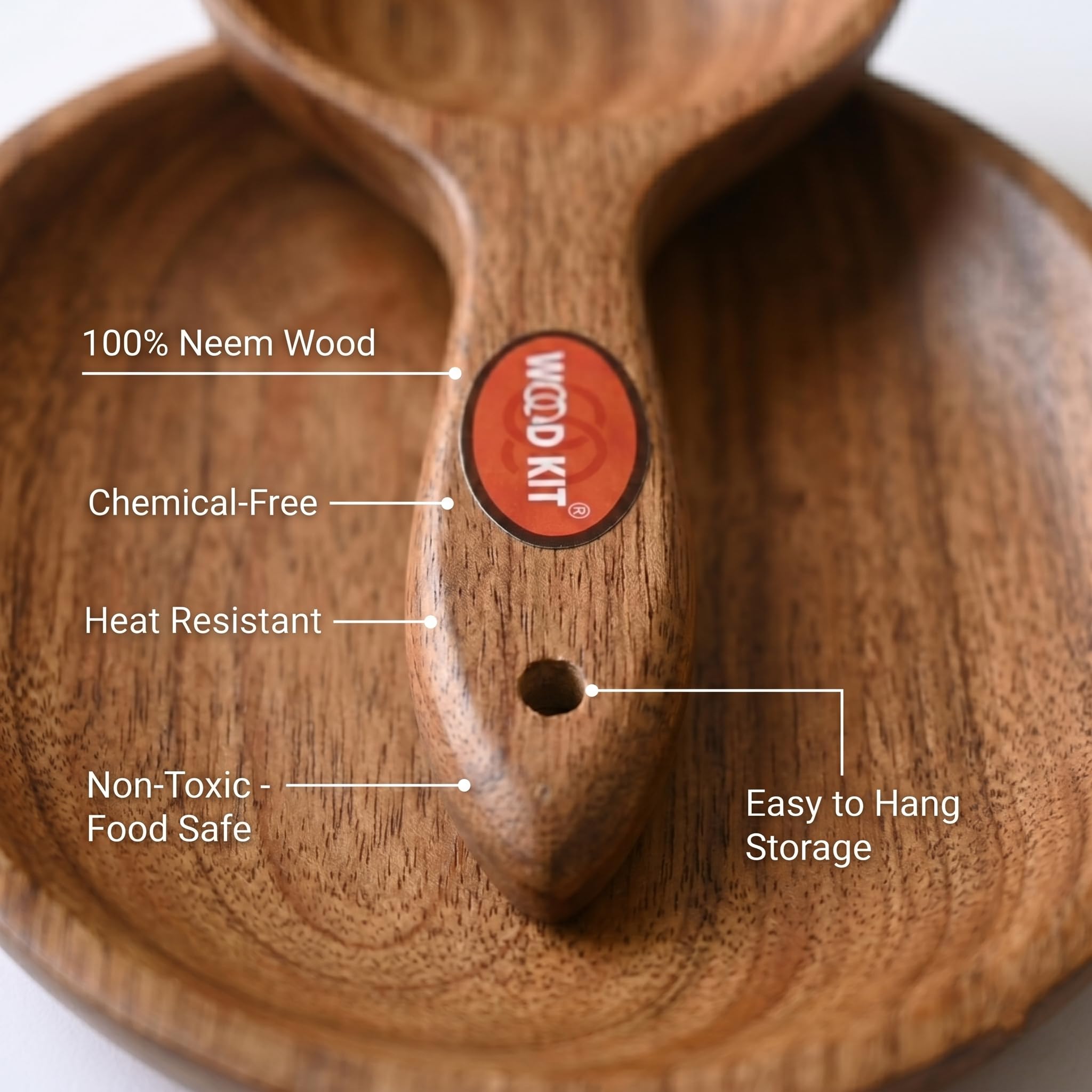 WoodKit Neem Wood Ragi Mudde Shaper | Traditional Ragi Sangati Maker & Millet Ball Ladle | Heat Resistant & Ergonomic 10" Design | Eco-Friendly, Non-Toxic & Antibacterial Brown 24.5 cm 3
