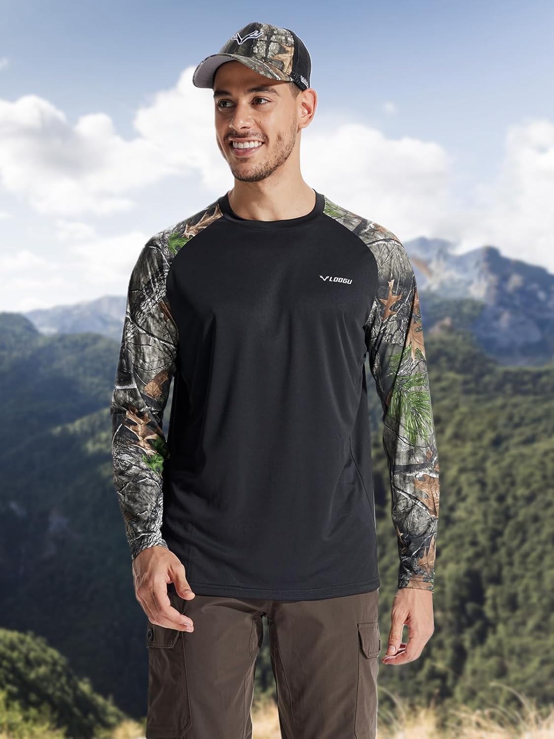 LOOGU Men's UPF 50+ UV Sun Protection SPF Rash Guard Lightweight Long Sleeve Shirts Outdoor for Fishing Hiking Swimming