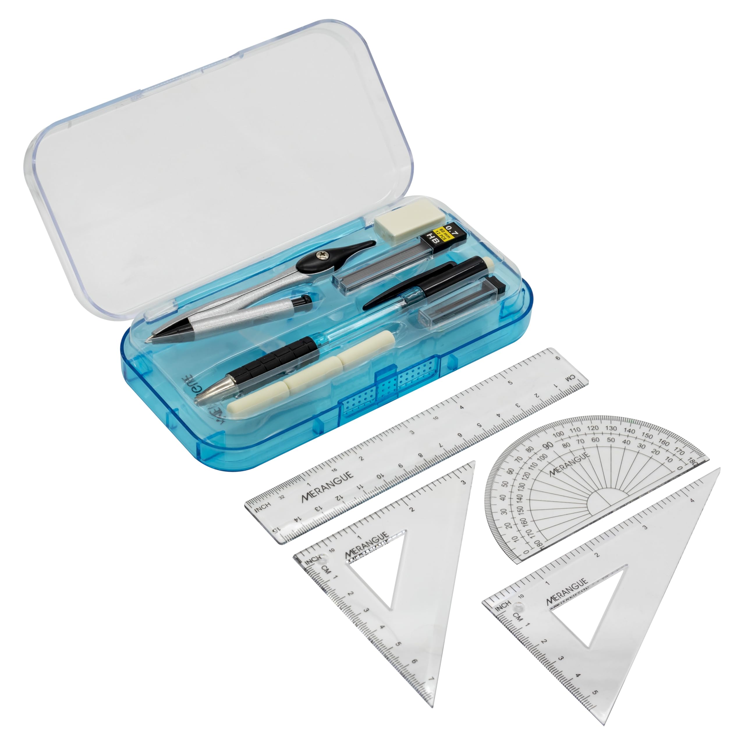 Merangue Math & Geometry Set, 12 Piece, Compass, 6