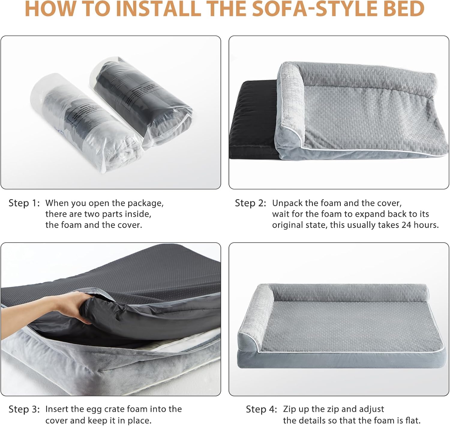 LNSSFFER Extra Large Dog Bed, Orthopedic Dog Beds for Extra Large Dogs with Waterproof Lining and Nonskid Bottom, Waterproof Dog Sofa Bed with Removable Washable Cover, Egg Crate Foam Pet Bed.