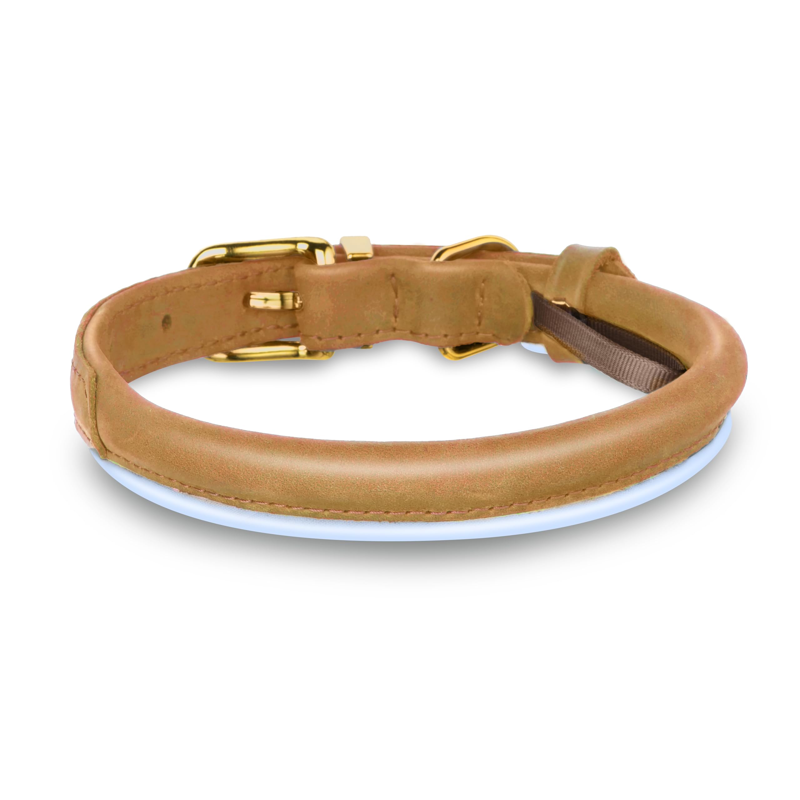OOPSDOGGY Reflective Rolled Leather Dog Collar for Small Medium Large Dogs Puppy 8 Colors, 7 Sizes (Camel, XL, 17"-21") - Image 2
