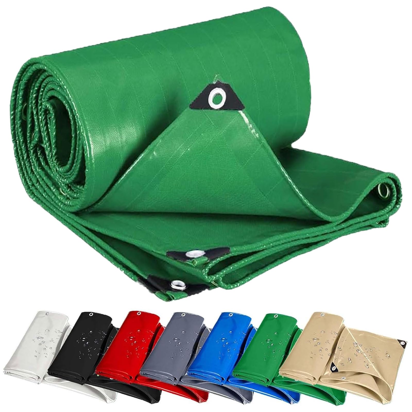 Lona impermeable verde 80x280 cm de alta resistencia con ojales reforzados contra rayos UV