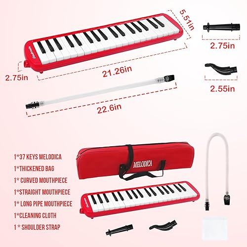 Vista 40 de Soulmate Instrumento melódico de 32 teclas para niños, teclado de piano de aire, melódica soprano con tubos largos suaves, boquillas cortas y bolsa