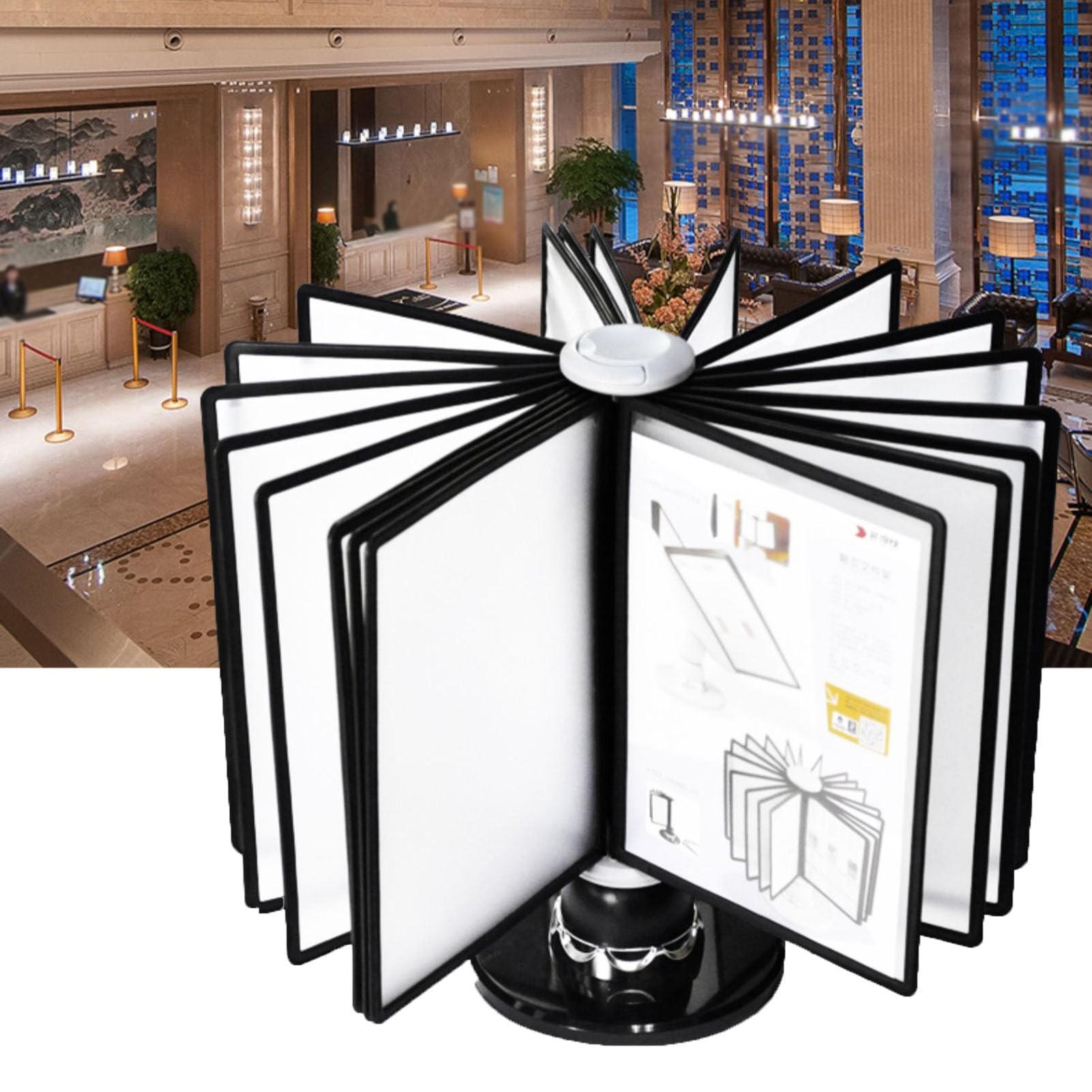 Paneles De Visualización De Mesa Giratorio - A4 Clasificador De Mesa, 20 Paneles De Doble Cara, Clasificador De Mesa, Para Oficinas Comedor Mostrar Póster De Documentos Menú