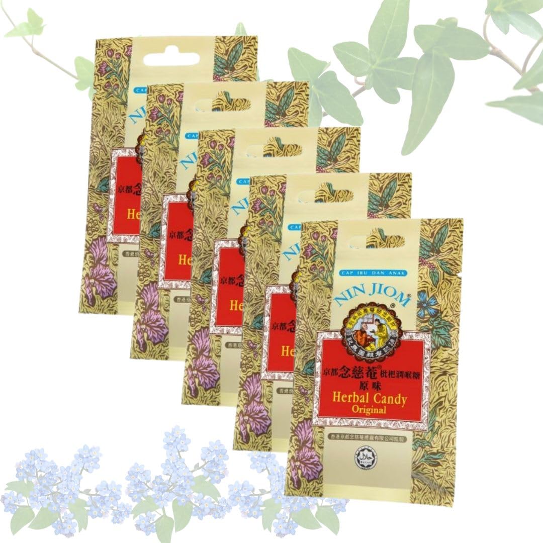 Kräuterbonbons – Herbal Candy Nin Jiom (Standard) – 5 Packungen à 20 g – lindert Hals/Husten