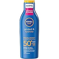 NIVEA SUN Protect & Hydrate SPF 50+ 200 ml, Crema solare 50+ idratante 48h ad assorbimento rapido, Protezione solare 50+ resistente all’acqua arricchita con Vitamina C e Acido Ialuronico