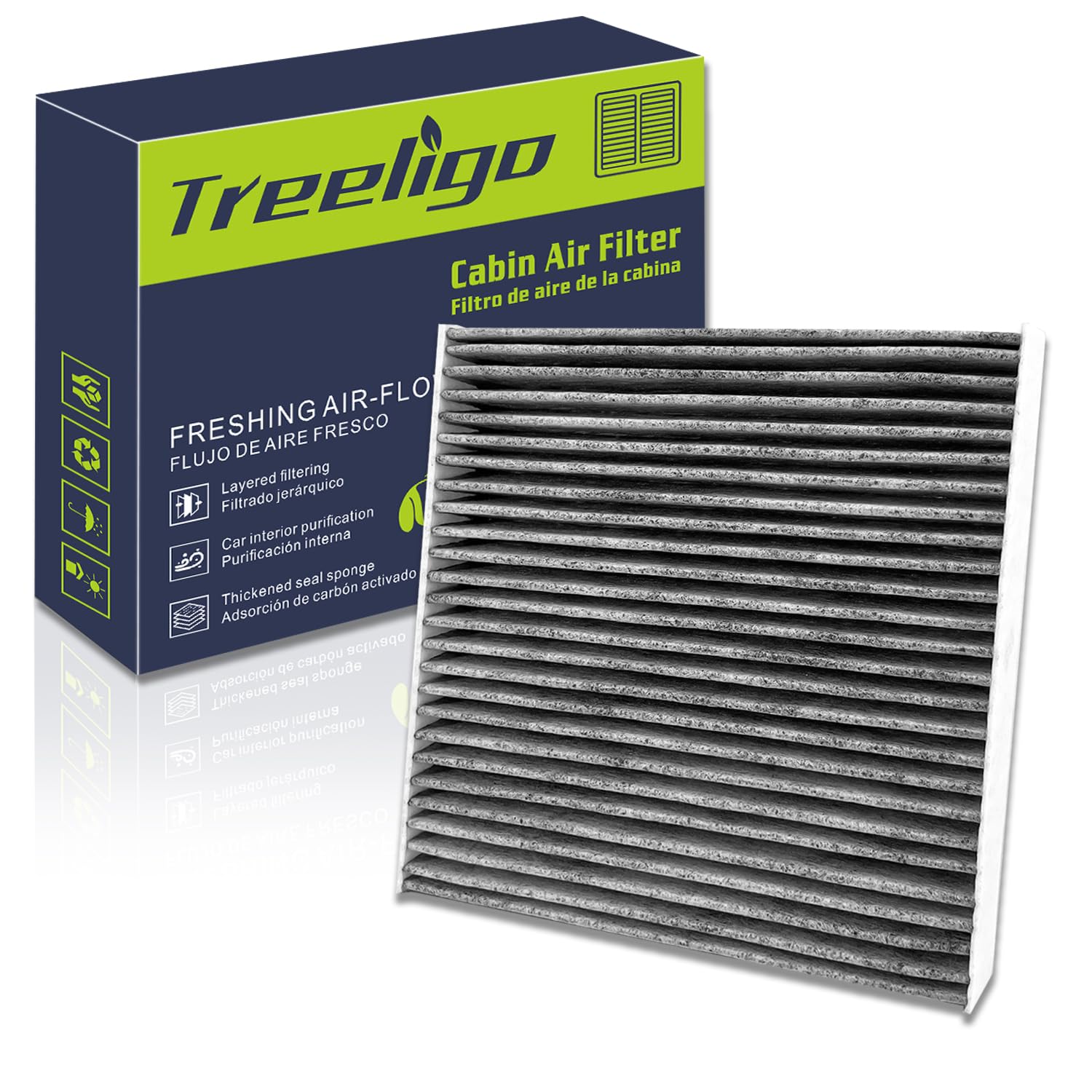 Treeligo CF11182 Cabin Air Filter, Replacement for Civic 2016-2024 CRV 2017-2024 CRZ 2011-2016 Fit 2009-2020 Odyssey 2018-2024 Accord Clarity Insight HRV, w/Upgraded Coconut Shell Activated Carbon