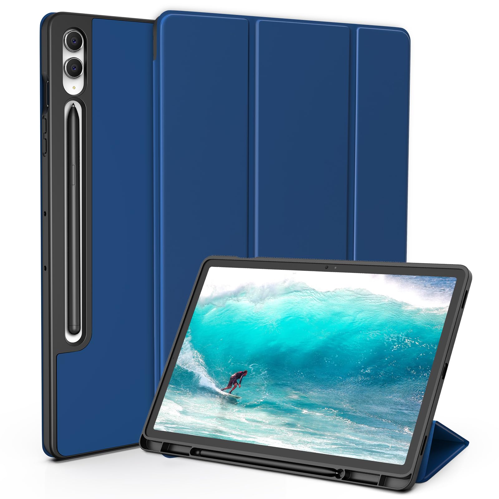 Case for Samsung Galaxy Tab S9+/ S9 FE+ 5G 12.4 Inch 2023 Case SM-X810/X816B/X818U with S Pen Holder, Slim Folio Stand Protective Tablet Cover, Auto Wake/Sleep, Multi-Angle Viewing, Navy Blue