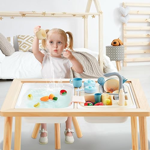 Miniatura 8 de Beright Juguetes para fregadero de cocina, juguetes de fregadero para niños pequeños con grifo mejorado, juguetes de simulación con agua corriente,