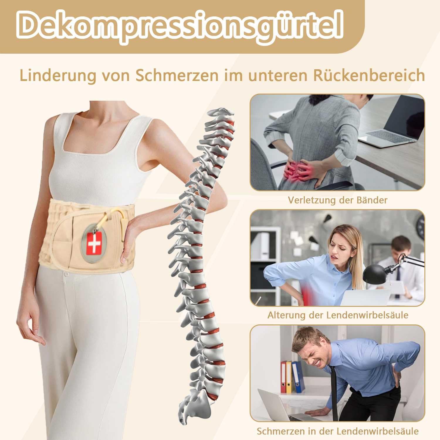 Ceinture lombaire gonflable décompression taille unique 74-124 cm