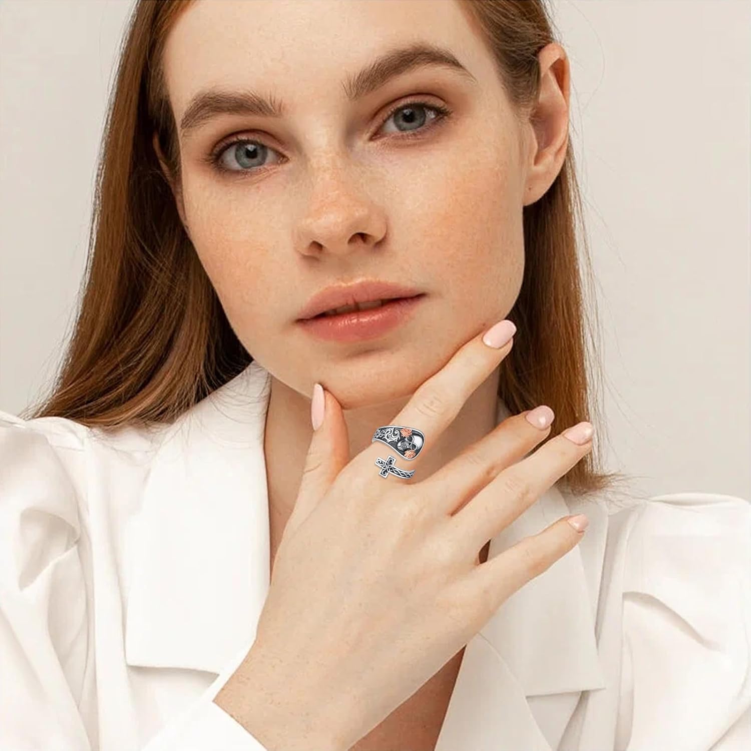 KiiKii Spoon Rings for Women Men 925 Sterling Silver Saint Michael/Skull/Dragonfly/Hummingbird/Frog Adjustable Thumb Ring Fine Jewelry Gifts for Christmas Birthday Anniversary