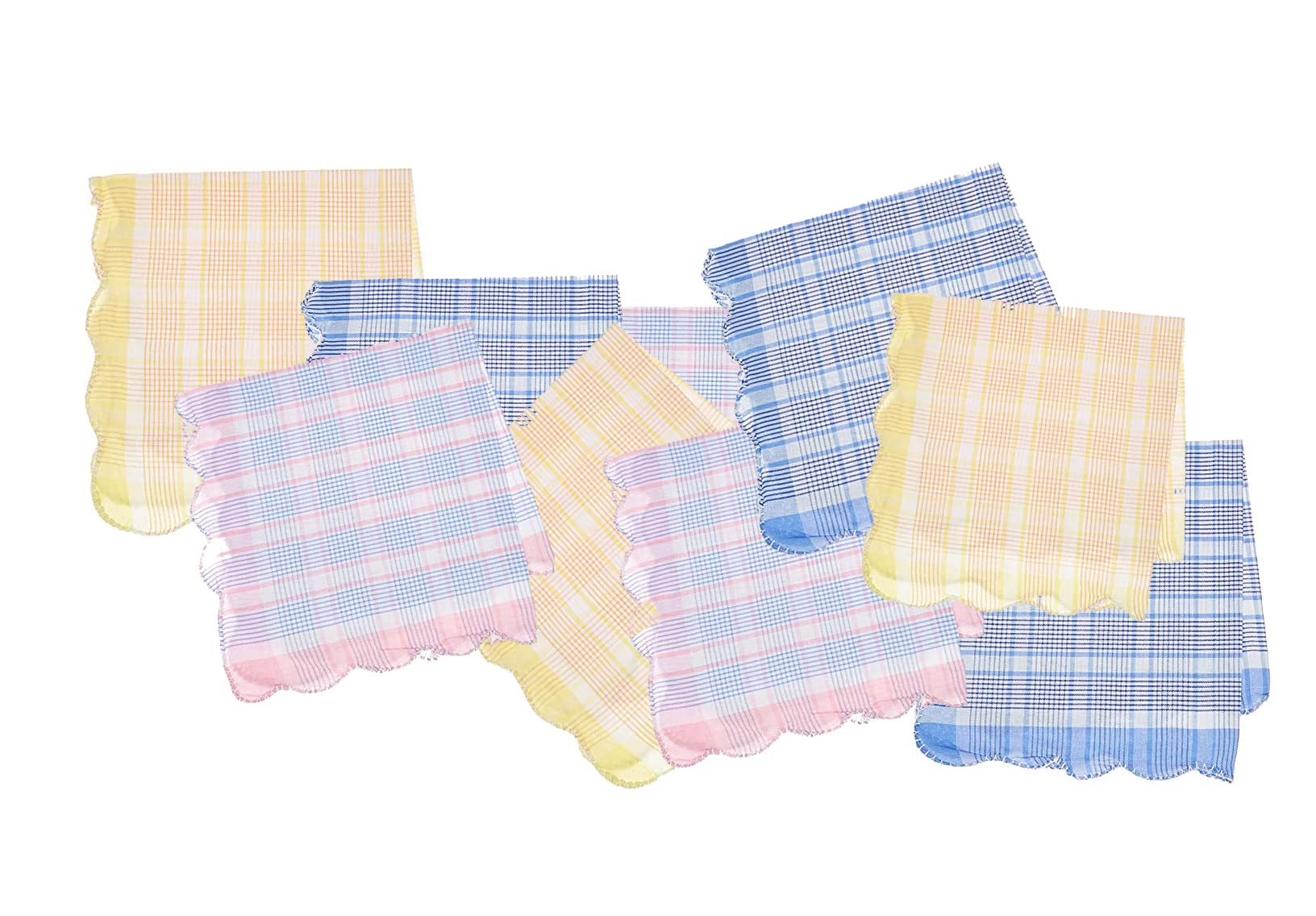 Women Designer Border Checks Handkerchief - Cotton Handkerchief For Women/Girls (25 * 25 cm)-image-1