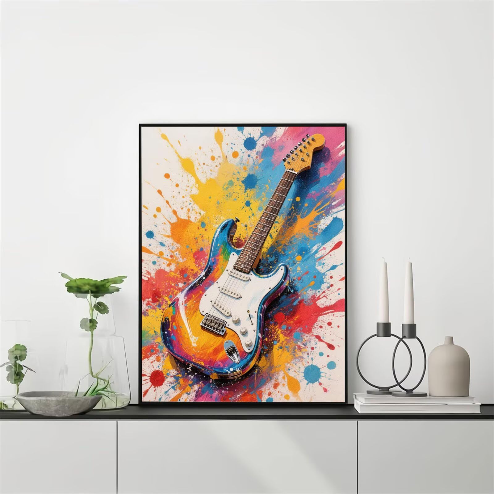 Malowanie według numerów dla dorosłych kolorowe gitara elektryczna DIY obrazy do malowania numerami zestaw farb akrylowych na płótnie, hobby dla dorosłych kolorowanka, obrazy dekoracja salonu