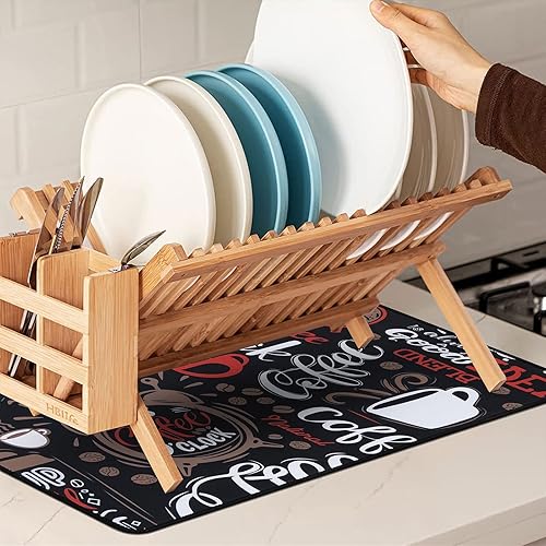 Miniatura 7 de SHACOS 2 alfombrillas de café de 12 x 19 pulgadas, alfombrilla de café absorbente antideslizante para encimeras, accesorios de cafetería,