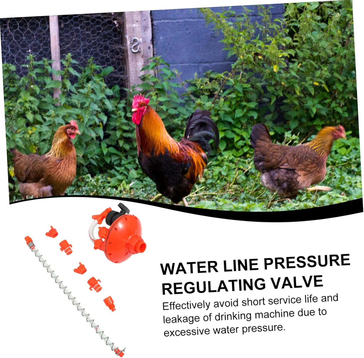 Poultry Drinker Water Pressure Regulator for Chicken Coop Automatic Chicken Cage Waterer Adjustable Valve Essential Poultry Supplies for Farm and Backyard