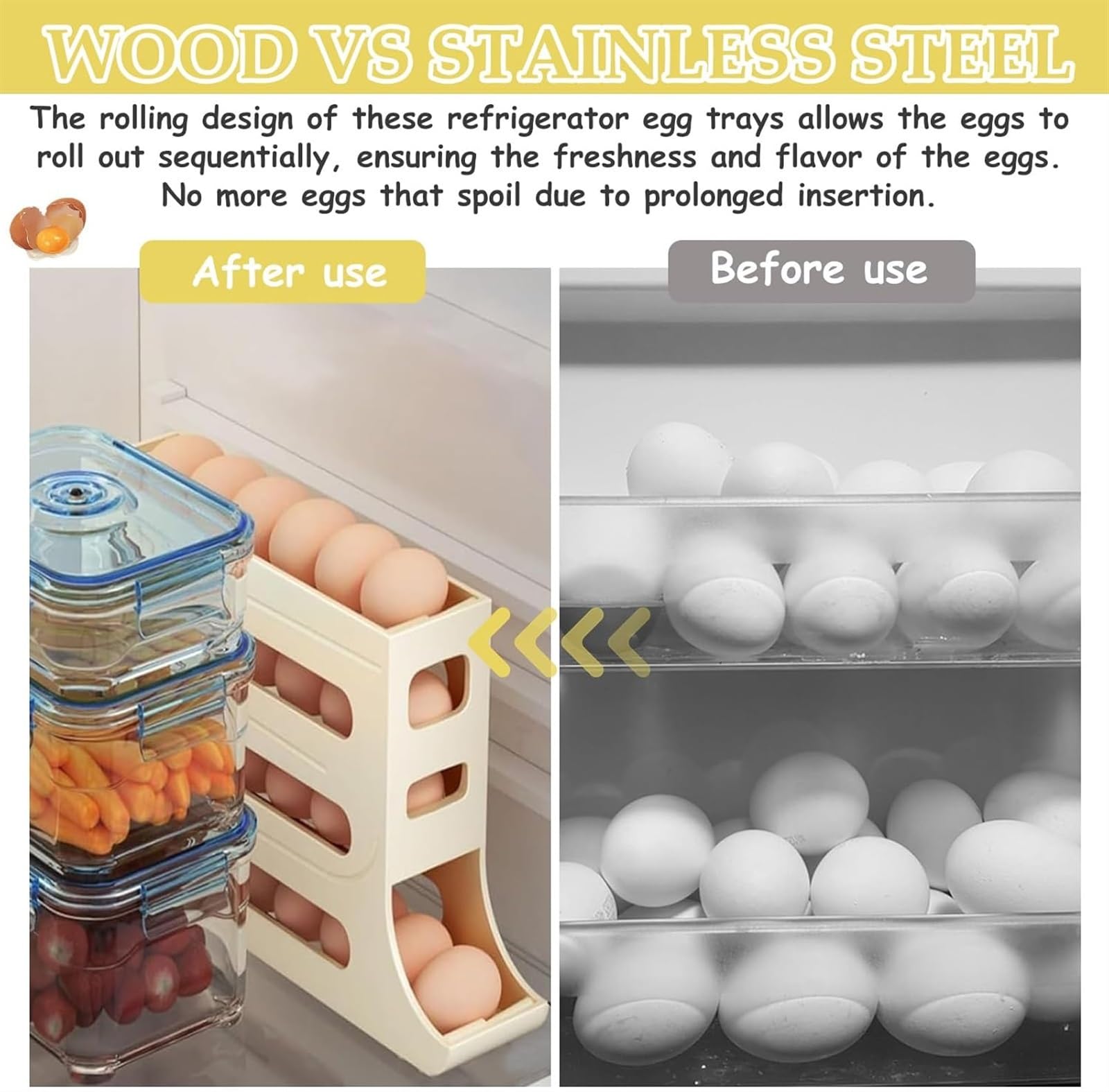 Soporte para huevos para refrigerador, organizador automático de 4 niveles, capacidad para 30 huevos, ideal para almacenamiento de encimera de cocina