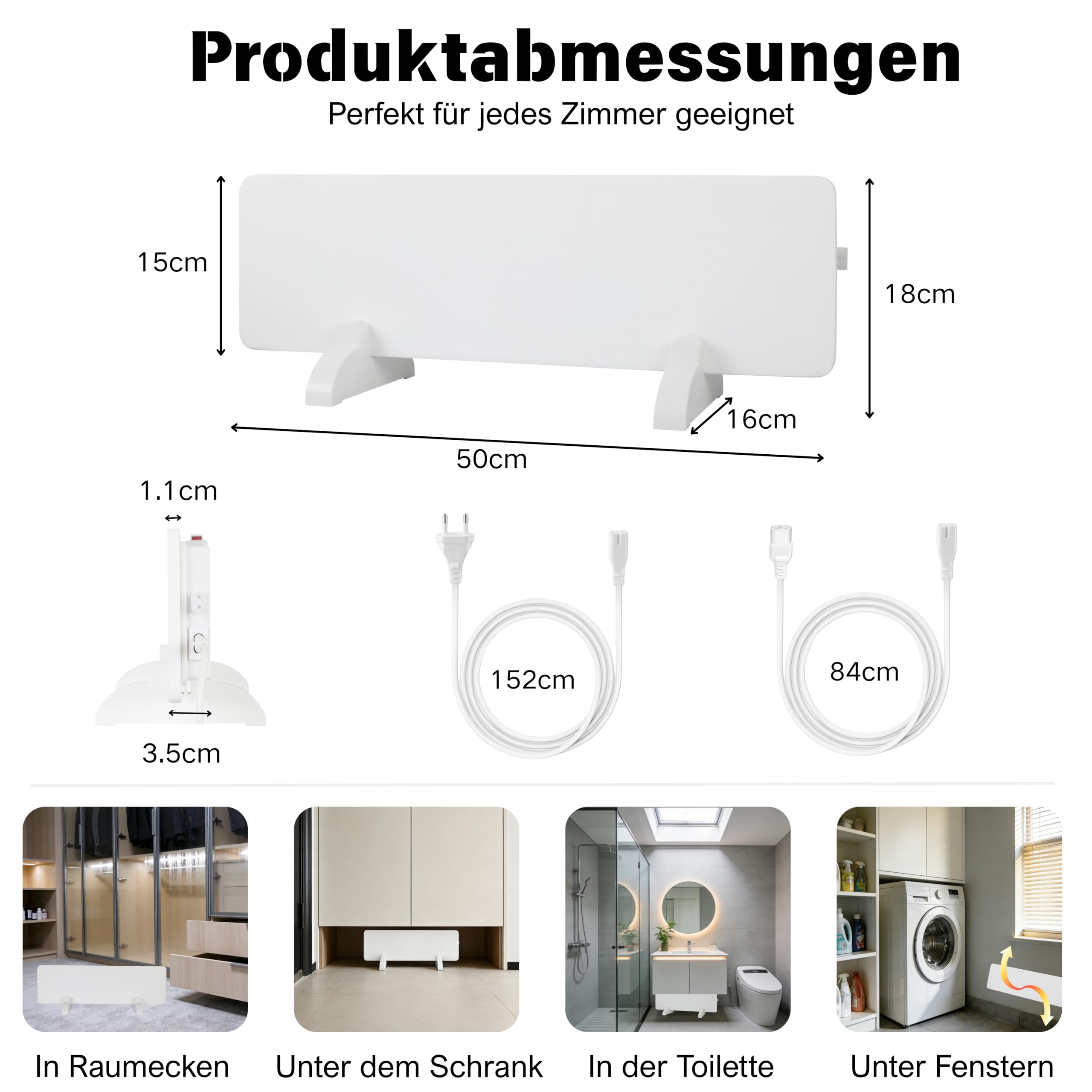INGRIKT 50W Infrarot Anti-Schimmel-Heizung & Wandtrockner – Dauerhafter Schimmelschutz gegen Feuchtigkeit & Kondenswasser, Energiesparend, Ohne Chemie, IP44 für Bad & Keller