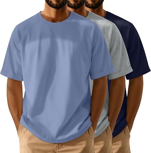 August Alley 3 Pack Men' s Oversized Shirts, 3-Color, XX-Large